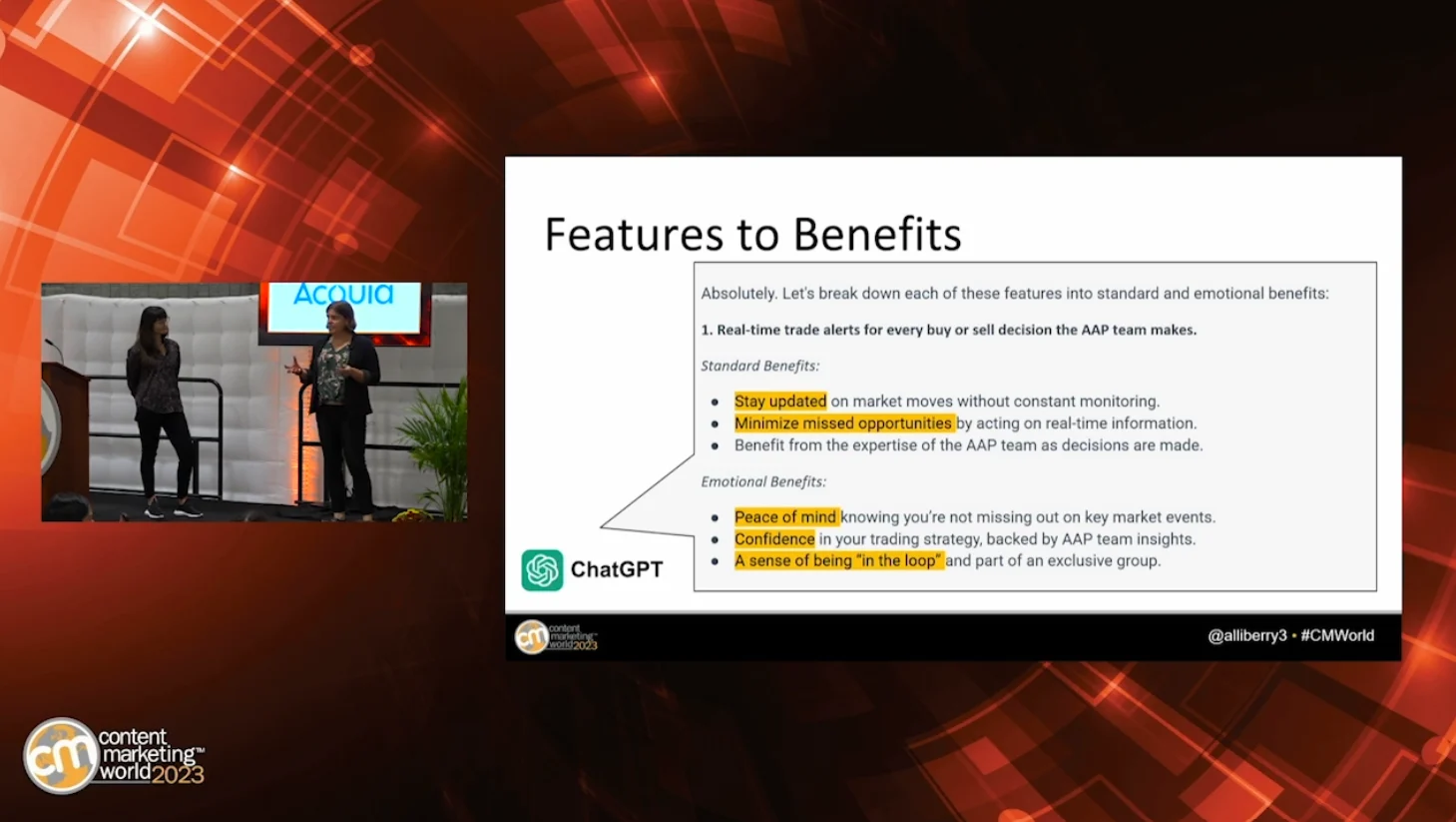 Alli Berry presenting at Content Marketing World